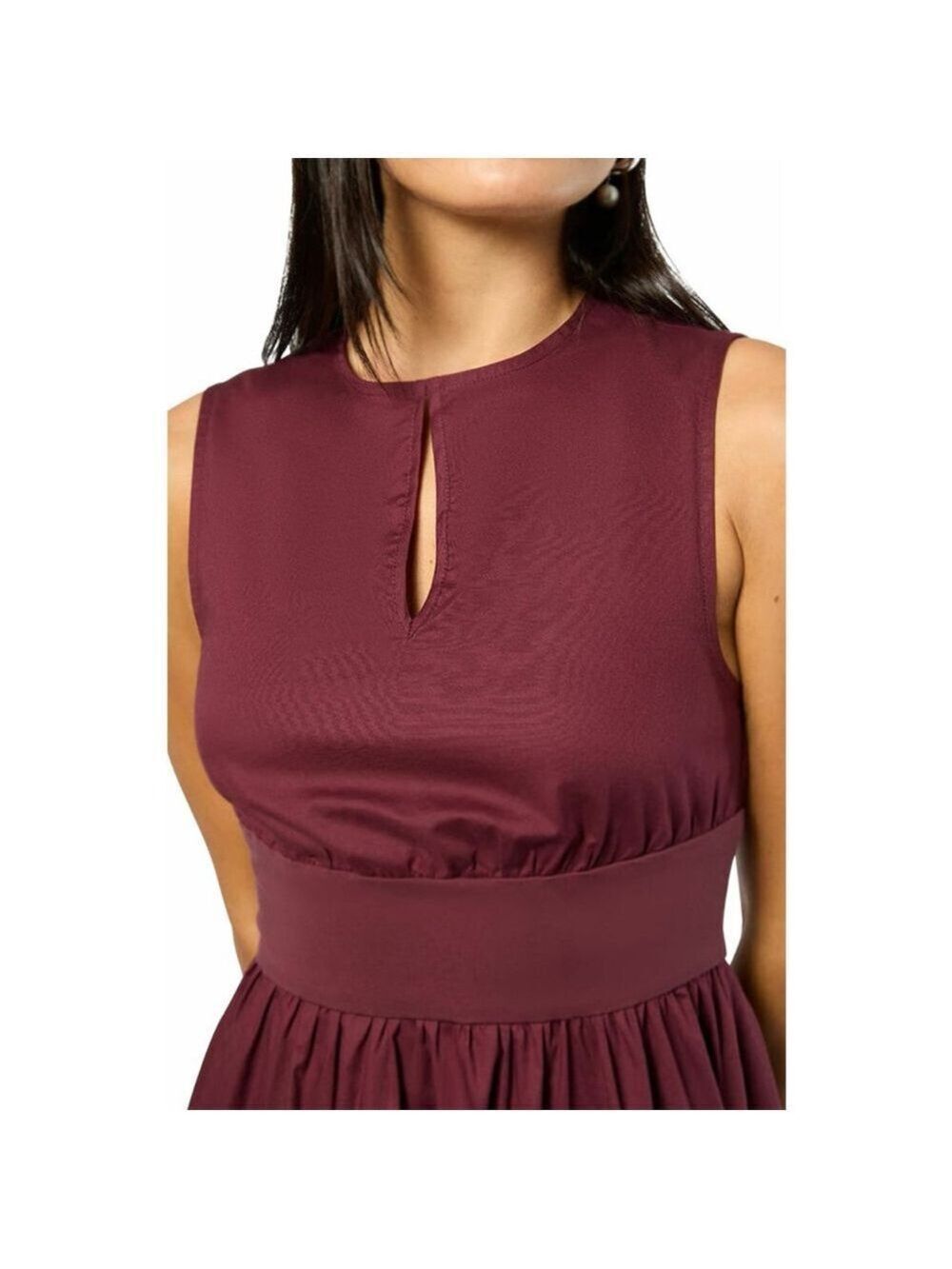 Women's WeWoreWhat Burgundy Keyhole Midi Dress M - Picture 2 of 9